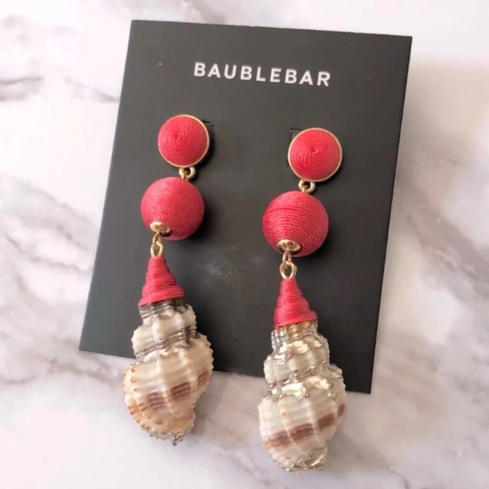 BaubleBar Shell Earrings in Coral. Brand new!